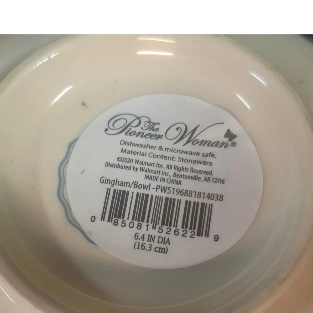 The Pioneer Woman Gingham Cow Stoneware 3pc Set 2 Salad Plates 1 Bowl Red White